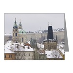 Prague - Mala Strana View with Snow Note Cards