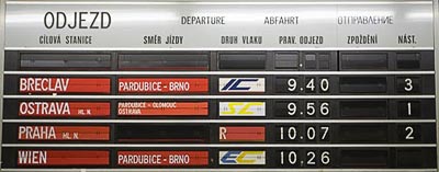Train Departure Schedule at a Prague Train Station